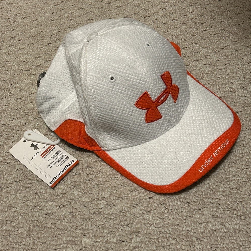 Under Armour White Cap with Red Accents